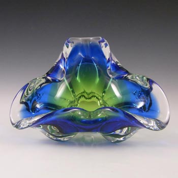 (image for) Chřibská #240/5/20 Czech Blue & Green Glass Bowl by Josef Hospodka
