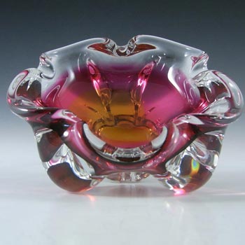 (image for) Chřibská #238/5/14 Czech Pink & Orange Glass Bowl by Josef Hospodka
