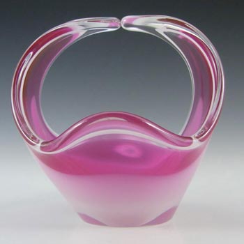 (image for) Flygsfors Coquille Pink Glass 5" Bowl by Paul Kedelv - Signed '58