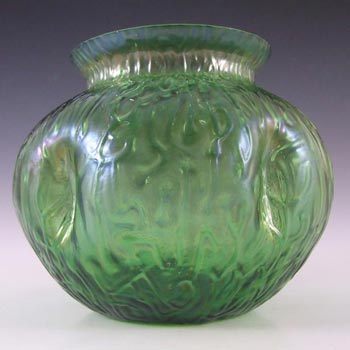 (image for) Art Nouveau Bohemian 1900's Iridescent Green Glass Vase