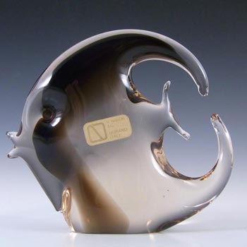 (image for) V. Nason & Co Murano Amber Glass Fish Sculpture - Label