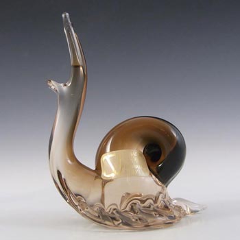 (image for) V. Nason & Co Murano Amber Glass Snail Sculpture - Label