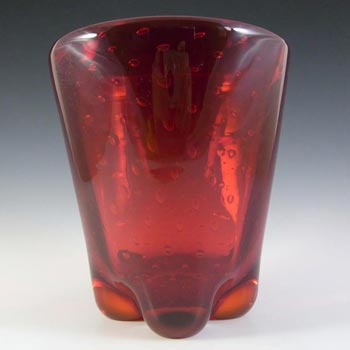 (image for) Whitefriars #9117 Large Ruby Red Glass Lobed Bubble Vase