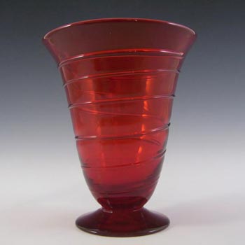 (image for) Whitefriars #9296 Ruby Red Glass Ribbon Trail Vase