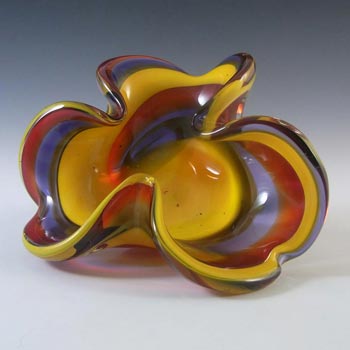 (image for) Iwatsu Japanese "Best Art Glass" Yellow, Blue & Red Bowl