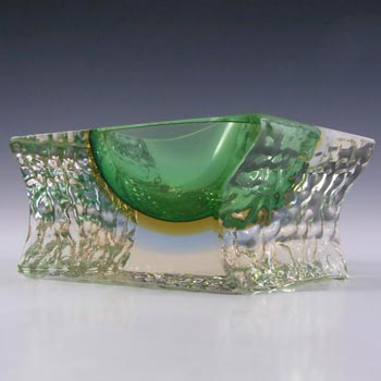 (image for) Mandruzzato Murano Faceted Green & Amber Sommerso Glass Bowl