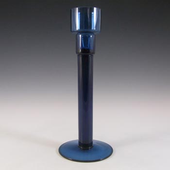 Wedgwood / Gullaskruf / Unknown? Blue Glass Candlestick Holder