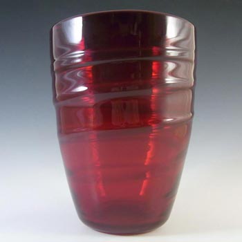 (image for) Whitefriars #9030 Powell Ruby Red Glass Ribbon Trail Vase