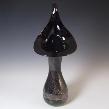 (image for) Alum Bay Isle of Wight Silver Leaf Black Glass Jack-in-the-Pulpit Vase