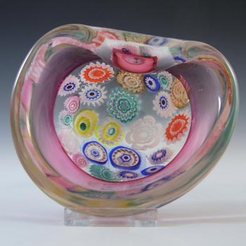(image for) Archimede Seguso Murano Incalmo Millefiori Pink Glass Kidney Bowl