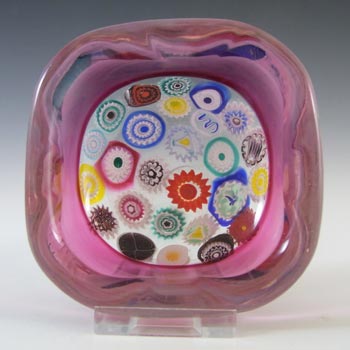 (image for) Archimede Seguso Murano Incalmo Millefiori Pink Square Glass Bowl