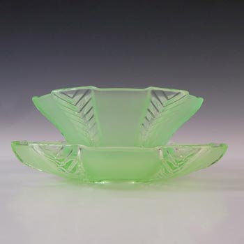 Walther & Söhne Art Deco Uranium Green Glass 'Athene' Bowl & Plate