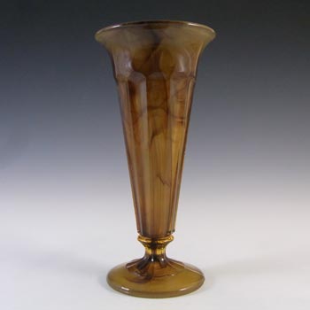 Davidson Vintage 8.5" Art Deco Amber Cloud Glass Vase #50