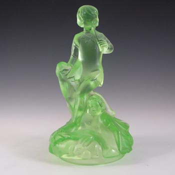 (image for) Walther Art Deco Uranium Glass Peter Pan Centerpiece Figurine