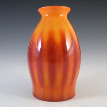 Elme Vintage Scandinavian Orange Cased Glass Striped Vase
