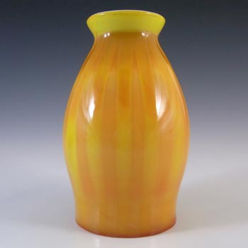 Elme Vintage Scandinavian Yellow Cased Glass Striped Vase