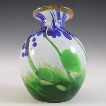 (image for) SIGNED & LABELLED Glory Art Glass British Blue & Green Vase