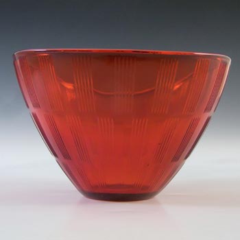 (image for) Gullaskruf Vintage Red Glass 'Randi' Bowl by Lennart Andersson