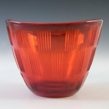 (image for) Gullaskruf Retro Red Glass 'Randi' Bowl by Lennart Andersson