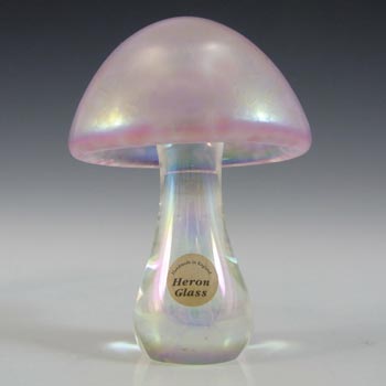 (image for) LABELLED Heron Glass Pink Iridescent Mushroom Paperweight