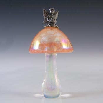 (image for) Heron Glass Pink Iridescent Mushroom & Fairy Sculpture