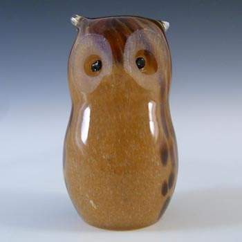 (image for) MARKED Langham British Vintage Speckled Brown Glass Owl