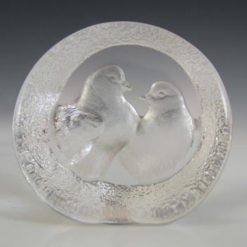 (image for) Mats Jonasson #9208 Glass Turtle Doves Paperweight - Signed