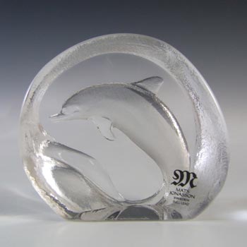 (image for) Mats Jonasson Swedish Glass Dolphin Paperweight - Signed