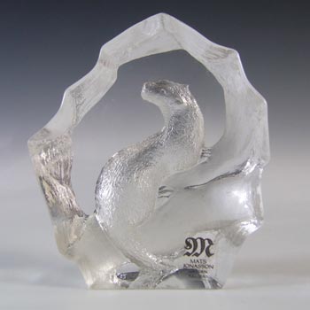 (image for) Mats Jonasson #88126 Glass Otter Paperweight - Signed