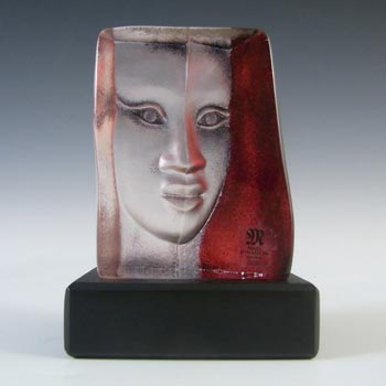 (image for) Mats Jonasson #88157 Glass 'Mazzai' Masqot Face Sculpture - Signed