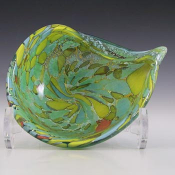 Murano Vintage Silver Leaf & Coloured Murrines Glass Bowl