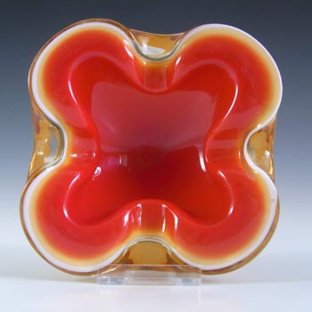 (image for) Barbini Murano Red, White & Amber Glass Biomorphic Bowl