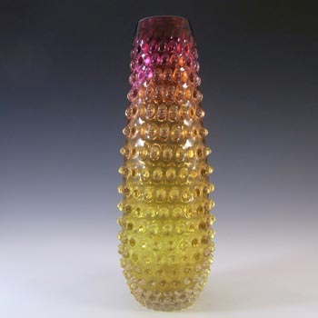 (image for) Prachen Czech Pink & Amber Glass Bobbled Vase by Frantisek Koudelka