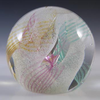(image for) MARKED Caithness Scottish Green & Pink Glass "Daydreams" Paperweight