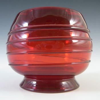 (image for) Whitefriars #9366 Vintage Ruby Red Glass Ribbon Trail Bowl