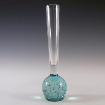 (image for) Scandinavian Blue Glass Stem Vase with Bubble Base