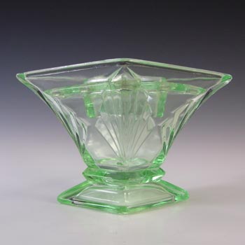 (image for) Bagley #3180 Art Deco Vintage Green Glass 'Spinette' Vase