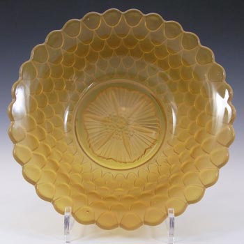 Bagley Art Deco Frosted Amber Glass 'Fish Scales' Bowl #3067