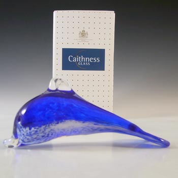 (image for) BOXED Caithness Crystal Blue Glass Dolphin Paperweight