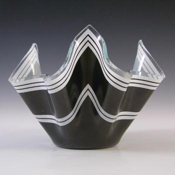 (image for) Chance Brothers Black Glass 'Bandel-2' Vintage Handkerchief Vase