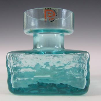 Dartington #FT98 Frank Thrower Kingfisher Blue Glass Bark Vase