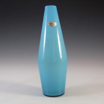 (image for) LABELLED Ekenas Swedish Blue Retro Cased Glass Vase
