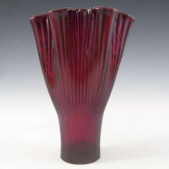 (image for) Gullaskruf Swedish Red Glass 'Reffla' Vase by Arthur Percy