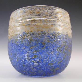 (image for) SIGNED Gusum Blue & Brown Swedish Glass Vase by Milan Vobruba