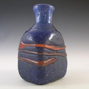 (image for) SIGNED Gusum Blue & Red Swedish Glass Vase by Milan Vobruba