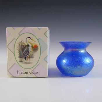 (image for) BOXED Heron Glass Blue Iridescent British Vintage Posy Vase
