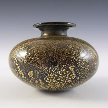 (image for) Isle of Wight Studio 'Azurene Black' Glass Squat Vase - Labelled