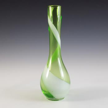 (image for) Japanese Green & White Vintage Glass Bud Vase