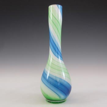 (image for) Japanese Blue, Green & White Vintage Glass Bud Vase
