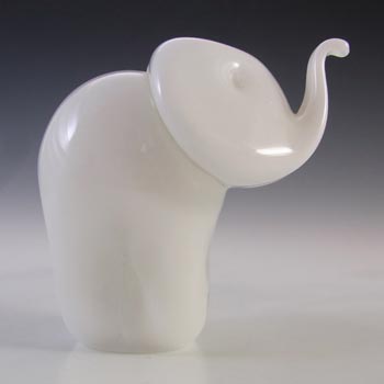 (image for) MARKED Langham Vintage British White Glass Elephant